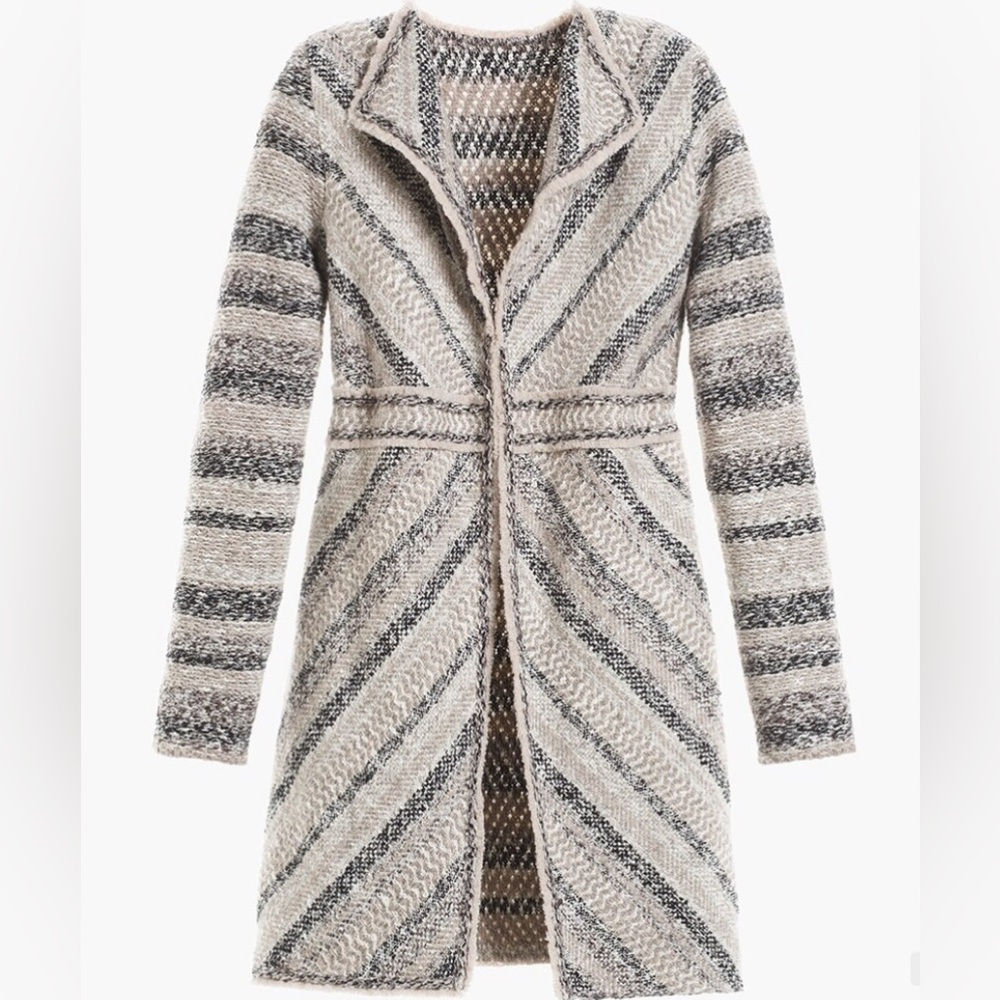 CHICO'S Long Line Tweed Duster Jacket Size Small 4